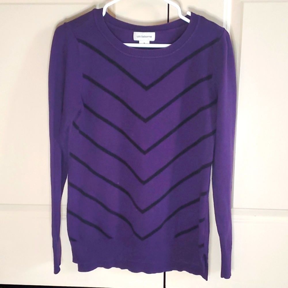 Purple V-striped Sweater